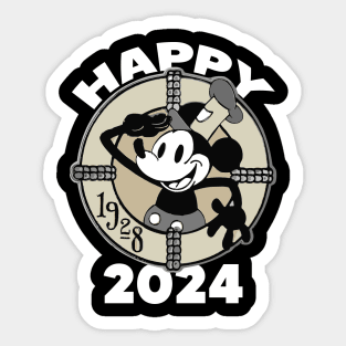 Steamboat Willie. Happy 2024 Sticker